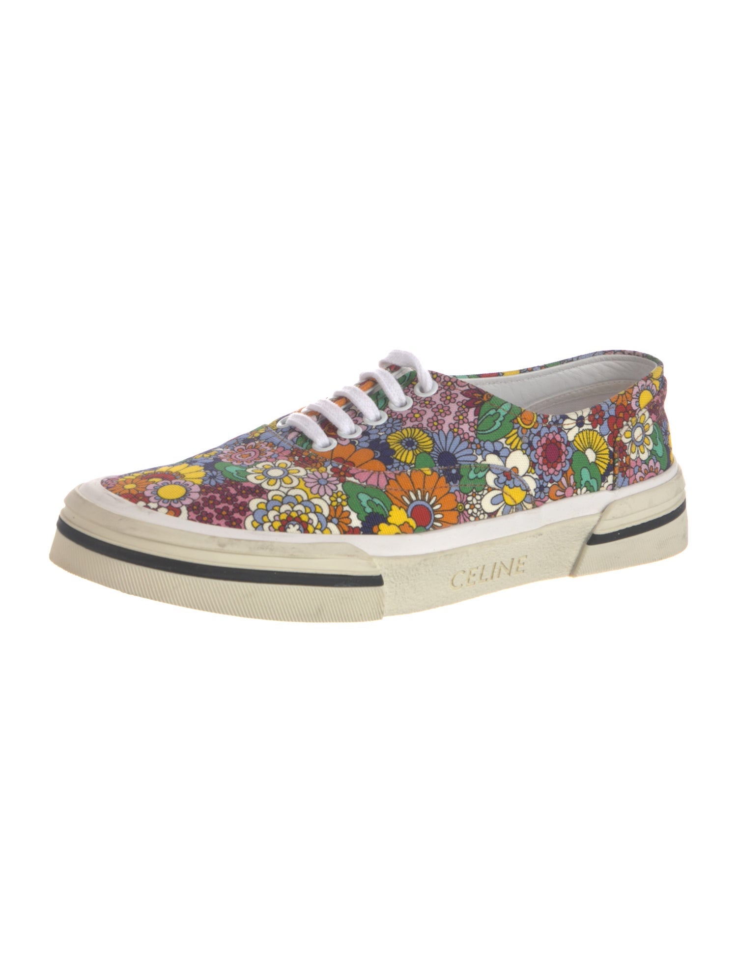 Celine Canvas Floral Print Sneakers
